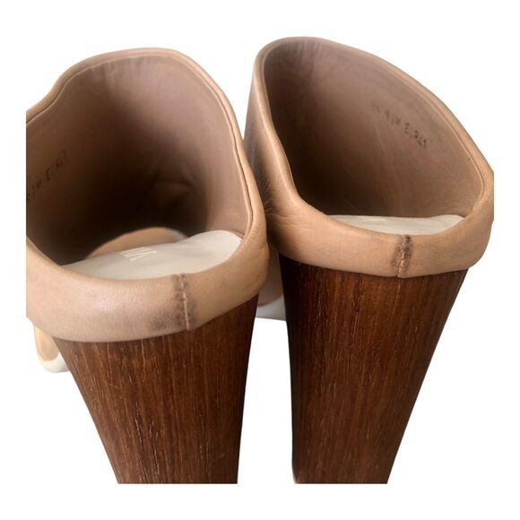Vince Allison‎ Peep-Toe Italian Leather Mule Nude BeigeSandal Slides Size 9.5 - Picture 7 of 13